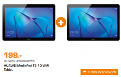 2 Stück HUAWEI MediaPad T3 10 9.6 Zoll/16GB/Android 7/WiFi Tablet für 199 € (263 € Idealo) @Saturn