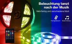 Amazon: 2 mal 5 Meter LED RGB Stripes mit Musiksteuerung mit Gutschein für nur 25,99 Euro statt 35,99 Euro