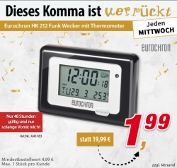 Das verrückte Komma bei Voelkner – Eurochron HK 212 Funk Wecker für 1,99€ statt 19,99€