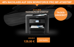 Epson Black Friday –  z.b. Epson WorkForce Pro WF-4730DT­WF 4 in 1 Drucker für 129 € inkl. Versand statt 140,99 € laut PVG