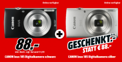 Große Weihnachts Geschenk Aktion @Media-Markt z.B. 2 Stück CANON Ixus 185 Digitalkameras für 88 € (171,69 € Idealo)