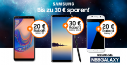 Notebooksbiliiger –  bis zu 30 € Rabatt Gutschein auf Samsung Galaxy-Smartphones