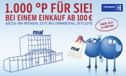 real Filiale: 1000 Punkte bei Einkauf ab 100€ 26.–29.11. mit Ausnahmen s.Text