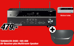 YAMAHA RX-D485 AV-Receiver + WX-030 Netzwerk Lautsprecher für 479 € (663 € Idealo) @Media-Markt