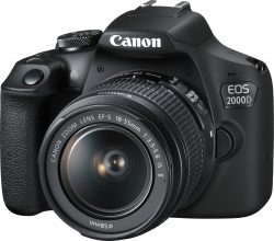 CANON EOS 2000D Kit Spiegelreflexkamera, 24.1 Megapixel, Full HD, 18-55 mm Objektiv für 269 € (350 € Idealo) @Media-Markt