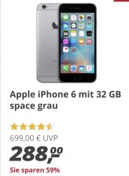 real: Apple iPhone 6S 32GB für nur 288€ incl. Versand (Idealo: 303€)