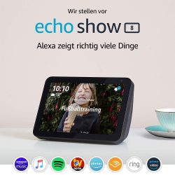 Amazon: Echo Show 8 Smart Display mit 8 Zoll großem HD-Bildschirm und Alexa für nur 89,99 Euro statt 129,90 Euro bei Idealo