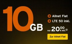 Cyber Weekend Deal bei Congstar: Die Allnet Flat mit 10 GB Daten für nur 20€ mit LTE50