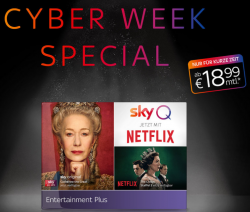 Sky Cyber Week Special mit Entertainment Plus inkl. Netflix ab 18,99 Euro mtl. statt 32,99 Euro mtl.