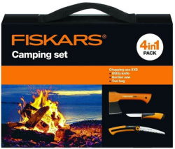 Ebay: Fiskars Camping Set mit Beil X5 + Handsäge SW73 + Universalmesser inkl. Tragetasche für nur 49,90 Euro statt 60,09 Euro bei Idealo