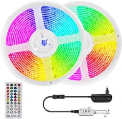 Amazon: 2 mal 5 Meter LED RGB Stripes mit Bluetooth Kontroller Musik Sync mit Gutschein für nur 14,49 Euro statt 28,99 Euro
