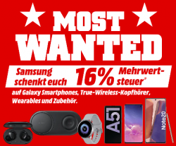 Saturn und Mediamarkt: 16% MwSt. geschenkt auf Samsung Galaxy Smartphones, Wearables, Kopfhörer und Zubehör