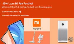 Ebay: 15% Rabatt auf ausgesuchte Xiaomi Mi Technik mit Gutschein ohne MBW