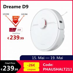 Dreame D9 Saug­ro­bo­ter Wi­schro­bo­ter  3000Pa APP Weiß für 239,99€ statt PVG Idealo 260,36€ @ebay