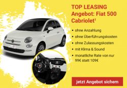 @netto: FIAT 500 Cabriolet Leasing 99€ / 48 Mon. / 0€ Anzahlung