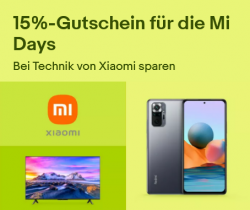 Ebay: 15% Rabatt auf Technik von Xiaomi mit Gutschein ohne MBW