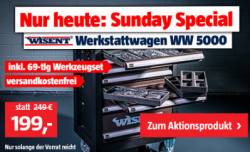 Sunday Special (nur heute)  Wisent WW 5000 Werkstattwagen inkl. 69-tlg. Werkzeugset für 199 € statt 249 € @Bauhaus