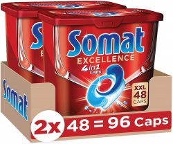 Amazon: Somat Excellence 4in1 Caps (96 Caps) Spülmaschinentabs für nur 13,98 Euro statt 26,99 Euro bei Idealo