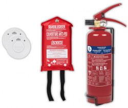 Smartwares Brandschutz-Set mit 2x Rauchmelder + Pulverfeuerlöscher (1 kg) + Feuerlöschdecke für 28,90 € (39,99 € Idealo) @iBOOD