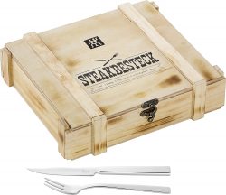 Zwilling Edelstahl Steak Besteckset 12-teilig in rustikaler Holzbox für 24,99 € (32,21 € Idealo) @Amazon