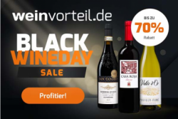 Black Winedays bei Weinvorteil: Bis zu 70% Rabatt auf Wein-Angebote + zusätzlich 20% Extrarabatt mit Gutschein ab 50 Euro MBW