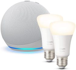 Echo Dot (4. Generation) + Philips Hue White-Lampe Doppelpack E27 für 39,99 € (52,97 € Idealo) @Amazon
