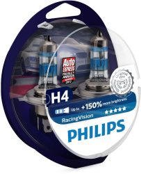 Dealclub: 2 Stück Philips RacingVision +150% H4 Scheinwerferlampen für nur 14,95 Euro statt 19,70 Euro bei Idealo