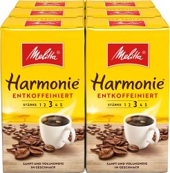 Amazon: 6 x 500 g Melitta Harmonie Röstkaffee entkoffeiniert für nur 23,38 Euro statt 37,90 Euro bei Idealo
