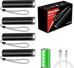 Amazon: AmmToo 4er Pack Mini LED Taschenlampen USB Aufladbar mit Gutschein für nur 6,52 Euro statt 13,59 Euro