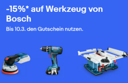 Ebay: 15% Rabatt auf Werkzeug von Bosch mit Gutschein ohne MBW