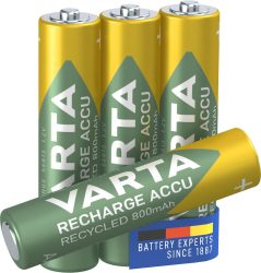 4 Stück Varta Recharge Accu Recycled AAA 800mAh für 5,57 € (8,52 € Idealo) @Amazon