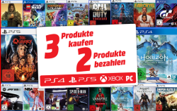 Mediamarkt: 3 Produkte kaufen und nur 2 bezahlen auf Spiele für PlayStation 4 und 5, Xbox One und Series X und PC