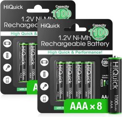 Amazon: 8er Pack HiQuick Micro AAA 1100mAh wiederaufladbare Akkus mit Gutschein für nur 8,39 Euro statt 13,99 Euro