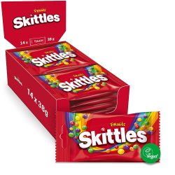 Amazon: 14 Packungen (14 x 38g) Skittles Fruits Kaubonbons ab 5,40 Euro statt 11,98 Euro bei Idealo