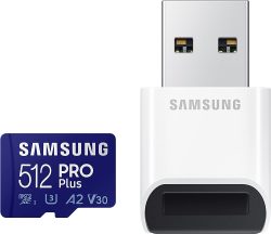 Samsung PRO Plus 512GB microSDXC Full HD & 4K UHD Speicherkarte inkl. USB-Kartenleser für 38,89 € (49,99 € Idealo) @Cyberport