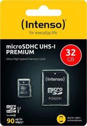 Intenso Premium microSDHC 32GB Class 10 UHS-I Speicherkarte inkl. SD-Adapter für 3,90 € (8,89 € Idealo) @Amazon