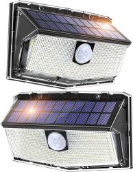 Amazon: 2 Stück AloftSun 300 LED Solar Aussenleuchten mit Bewegungsmelder mit Gutschein für nur 13,99 Euro statt 27,99 Euro