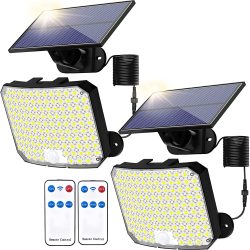 Amazon: 2 Stück RISEMART LED Solarlampen mit Bewegungsmelder + Fernbedienung mit Gutschein für nur 17,99 Euro statt 35,99 Euro