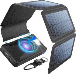 Amazon: BLAVOR USB und Qi Wireless 20000 mAh Solar Powerbank mit Gutschein für nur 22,49 Euro statt 49,99 Euro