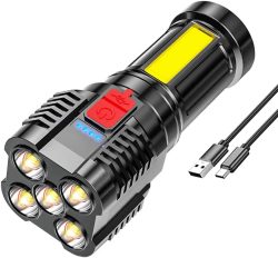 Amazon: CalmGeek wiederaufladbare 5 LED Taschenlampe mit Seitenlicht mit Gutschein für nur 9,49 Euro statt 18,98 Euro