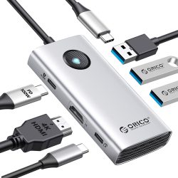 Amazon: ORICO 6 in 1 USB 3.0 Hub Docking Station mit HDMI 4K+PD100W+3 USBA 3.0+USBC 3.0. mit Gutschein für nur 16,19 Euro statt 26,99 Euro