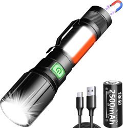 Amazon: REHKITTZ wiederaufladbare COB LED Taschenlampe mit UV-Licht und Seitenlicht inkl. 2500mAh-Akku mit Gutschein für nur 10,99 Euro statt 21,99 Euro