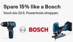 Ebay: 15% Rabatt auf Bosch Topwerkzeug mit Gutschein ohne MBW
