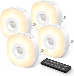 Amazon (Prime): 4er Pack Lyridz Steckdosen-Nachtlichter mit Dämmerungssensor und Fernbedienung mit Gutschein für nur 10,39 Euro statt 25,99 Euro