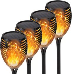 Amazon: 4er Pack IkeeRuic LED Solarlampen mit realistischen Flammeneffekt mit Coupon für nur 16,49 Euro statt 32,99 Euro