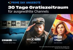 Ausgewählte Prime Video Channels wie z.B. Paramount+, MGM+, RTL Crime u.v.m. 30 Tage gratis