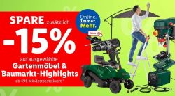 Lidl: 15% Rabatt auf Gartenmöbel & Baumarkt-Highlights mit Gutschein ab 49 Euro MBW