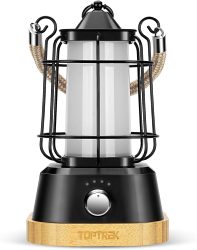 Amazon: Toptrek aufladbare LED Akku-Campinglampe im Retro-Style mit 3 Lichtmodi mit Gutschein für nur 17,99 Euro statt 35,98 Euro