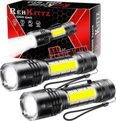 Amazon: 2er Pack REHKITTZ  LED Taschenlampen mit Seitenlicht mit Gutschein für nur 7,99 Euro statt 15,99 Euro