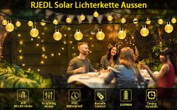 Amazon: RJEDL Solar Outdoor Lichterkette 12 Meter 60LEDs mit Fernbedienung mit Gutschein für nur 7,49 Euro statt 14,98 Euro